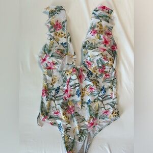 One piece low v cut swim suit